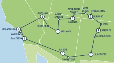 Map showing the Tour regions